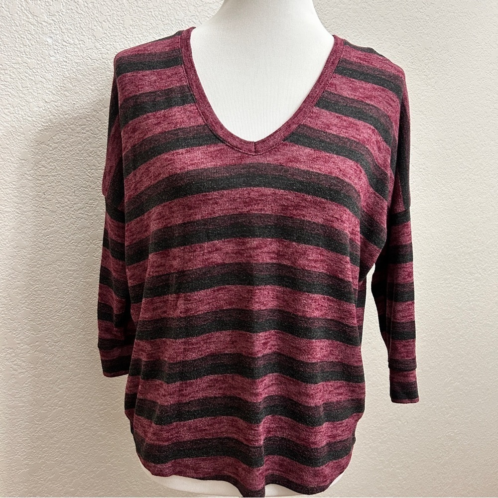 American Eagle Outfitters Striped V-Neck Dolman Sleeve Sweater Top